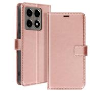 Étui pour Xiaomi 14T Portefeuille avec Dragonne Mayaxess Rose champagne