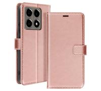 Etui pour Xiaomi 14T Portefeuille avec Dragonne Rose champagne
