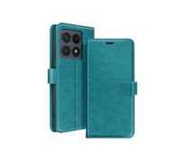 Mayaxess Étui pour Xiaomi 14T Pro Portefeuille avec Dragonne Turquoise