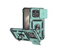 Etui pour Xiaomi 15T avec support de cycle rotatif, support de voiture magnétique et couvercle de caméra coulissante compatible avec Xiaomi 15T-Vert