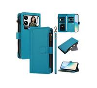 Etui pour Xiaomi 17 Pro Max de téléphone de portefeuille de poche à fermeture éclair en cuir premium avec 9 emplacements de carte et bracelet de