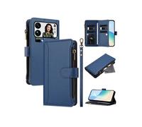 Etui pour Xiaomi 17 Pro Max de téléphone de portefeuille de poche à fermeture éclair en cuir premium avec 9 emplacements de carte et bracelet de
