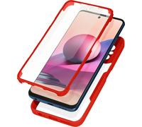 Étui pour Xiaomi Note 10 / 10S, dos transparent + pare-chocs en silicone - Rouge