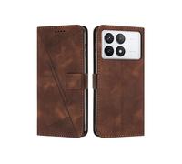 Etui pour Xiaomi Poco F6 Pro 5G Protection Flip Soft PU Le cuir couvercle en cuir compatible avec Xiaomi Poco F6 Pro 5G-Brun