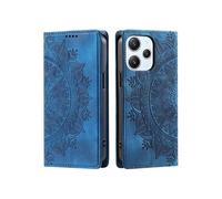 Etui pour Xiaomi Poco M6 4G Housse en Cuir PU Flip Pochette Portefeuille Etui avec Emplacement Carte Coque Magnétique Antichoc Bleu