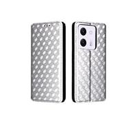Etui Pour Xiaomi Poco M7 Pro 5G Motif 3D Cuir PU Fermeture magnétique Portefeuille Titulaire de fentes pour cartes Argent