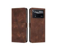 Etui pour Xiaomi Poco X4 Pro 5G Protection Flip Soft PU Le cuir couvercle en cuir compatible avec Xiaomi Poco X4 Pro 5G-Brun