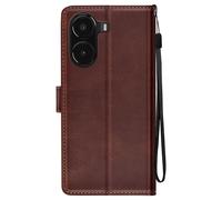 Étui pour Xiaomi Poco X7 Pro Dragonne Clapet Support Portefeuille Marron foncé
