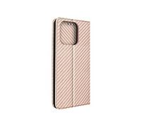 Etui pour Xiaomi Redmi 12C effet carbone clapet magnétique stand Rose Gold