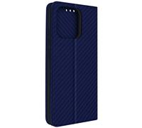 Etui pour Xiaomi Redmi 12C effet carbone clapet magnétique support vidéo Bleu