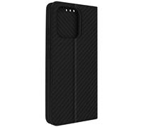 Etui pour Xiaomi Redmi 12C effet carbone clapet magnétique support vidéo Noir