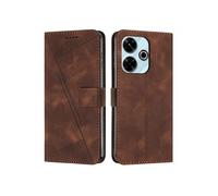 Etui pour Xiaomi Redmi 13 4G Protection Flip Soft PU Le cuir couvercle en cuir compatible avec Xiaomi Redmi 13 4G-Brun