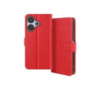 Étui pour Xiaomi Redmi 13 - AVIZAR - Chesterfield - Rouge - Portefeuille et Support Vidéo