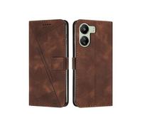 Etui pour Xiaomi Redmi 13C 4G/POCO C65 Protection Flip Soft PU Le cuir couvercle en cuir compatible avec Xiaomi Redmi 13C 4G/POCO C65-Brun