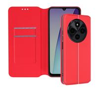 Étui pour Xiaomi Redmi 14C Clapet Porte-cartes et Support Vidéo Rouge