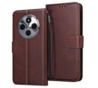 Étui pour Xiaomi Redmi 14C Clapet Portefeuille et Support Vidéo Stable Marron foncé