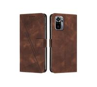 Etui pour Xiaomi Redmi Note 10 4G/10S Protection Flip Soft PU Le cuir couvercle en cuir compatible avec Xiaomi Redmi Note 10 4G/10S-Brun