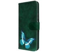 Étui pour Xiaomi Redmi Note 12 Portefeuille Simili Cuir Vert, Design Papillon