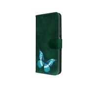 Etui pour Xiaomi Redmi Note 12 Portefeuille Simili Cuir Vert, Design Papillon