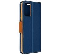 Étui pour Xiaomi Redmi Note 12S Tissu Portefeuille Support Vidéo Bleu nuit