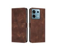 Etui pour Xiaomi Redmi Note 13 Pro 5G Protection Flip Soft PU Le cuir couvercle en cuir compatible avec Xiaomi Redmi Note 13 Pro 5G-Brun