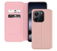 Étui pour Xiaomi Redmi Note 14 4G Clapet Porte-Cartes et Support Vidéo Rose champagne