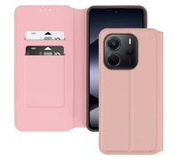Étui pour Xiaomi Redmi Note 14 4G Clapet Porte-Cartes et Support Vidéo Rose champagne
