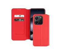 Étui pour Xiaomi Redmi Note 14 4G Clapet Porte-Cartes et Support Vidéo Rouge