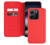 Étui pour Xiaomi Redmi Note 14 4G Clapet Porte-Cartes et Support Vidéo Rouge