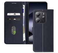 Étui pour Xiaomi Redmi Note 14 4G Clapet Portefeuille et Support Vidéo Bleu nuit
