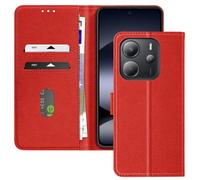 Étui pour Xiaomi Redmi Note 14 4G Clapet Portefeuille et Support Vidéo Rouge