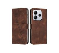 Etui pour Xiaomi Redmi Note 14 4G Protection Flip Soft PU Le cuir couvercle en cuir compatible avec Xiaomi Redmi Note 14 4G-Brun