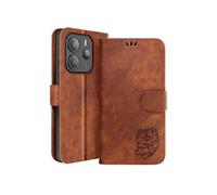 Etui pour Xiaomi Redmi Note 14 5G Portefeuille Motif Tigre Kawaii Marron