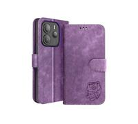 Etui pour Xiaomi Redmi Note 14 5G Portefeuille Motif Tigre Kawaii Violet