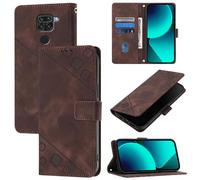 Étui Pour Xiaomi Redmi Note 9 Cuir Magnétique Titulaire De La Carte Portefeuille À Rabot - Le Brun