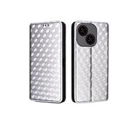 Etui Pour ZTE Blade A35E Portefeuille Fermeture magnétique Cuir PU Motif 3D Titulaire de fentes pour cartes Argent
