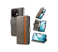 Etui pour ZTE Blade A35E RFID Blocking Flip PU Leather Cover avec porte-cartes et Kickstand compatible avec ZTE Blade A35E-Gris