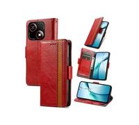 Etui pour ZTE Blade A35E RFID Blocking Flip PU Leather Cover avec porte-cartes et Kickstand compatible avec ZTE Blade A35E-Rouge