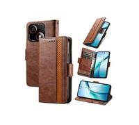 Etui pour ZTE Blade A35E RFID Blocking Flip PU Leather Cover avec porte-cartes et Kickstand compatible avec ZTE Blade A35E-Marron