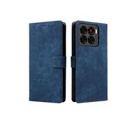 Etui Pour ZTE Blade A56 4G Blocage RFID Fermeture magnétique Portefeuille Flip Folio Couverture de fentes pour cartes Cuir PU Bleu