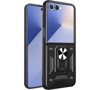 Étui Pour Zte Nubia Flip2 - Coque Hybride Tpu+Pc Avec Cache Objectif Coulissant, Anneau Support Rotatif 360°, Compatible Support Magnétique Voiture, Protection Anti-Chute Et Coins Renforcés, Trou Pour