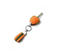Étui Protection en Cuir suédé pour clé Voiture Intelligente avec Porte-clés, Compatible avec pour Ferrari 458, Italia, California, 612, 599, GTB et FF. Voiture Clé Étui Coque de clé(Orange Green)