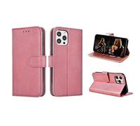 Etui Protection Housse Premium, Coque pour iPhone 14 coque de téléphone portable housse de protection antichoc [cuir véritable de première ente pour carte] pour iPhone 14(6,1 pouces)-Rose