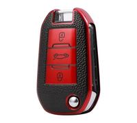 Étui Protection Pliable TPU pour clé Voiture pour Cactus C4L pour Peugeot 508, 301, 2008, 3008, 408. Pochette de Rangement Incluse. Boutons de Clé Télécommande de Voiture(Red)