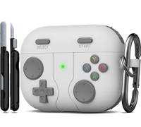 Étui R-fun Compatible avec Les AirPods Pro 3e génération, avec kit de Nettoyage, Design Console de Jeu Classique, Protection Souple en Silicone, étui de Chargement pour Apple AirPods Pro 3,Gris Clair