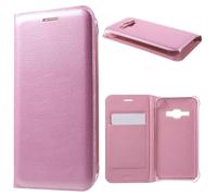 Etui rabat latéral folio rose pour Samsung Galaxy J1-2016