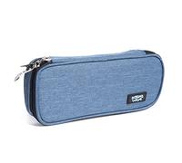 Étui rectangulaire bleu - 1 compartiment intérieur pour ranger crayons et stylos avec une poignée métallique et ergonomique - Trousse lisse avec 1 fermeture éclair - 4 x 23 x 10 cm - Ocean's Wave