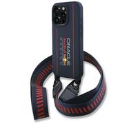 Étui Red Bull en silicone avec lanière et logo MagSafe pour iPhone 16 Pro Max, bleu marine