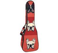 Étui rembourré pour ukulélé avec motif bouledogue français sur fond écossais rouge pour ukulélé concert de 58,4 cm, imperméable et durable, Multicolore 01., 25.9x9x3.1in/66x23x8cm, Organiseur de sac