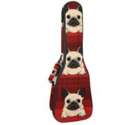 Étui rembourré pour ukulélé avec motif bouledogue français sur fond écossais rouge pour ukulélé concert de 58,4 cm, imperméable et durable, Multicolore 02, 25.9x9x3.1in/66x23x8cm, Organiseur de sac